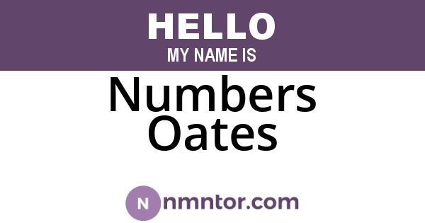 Numbers Oates