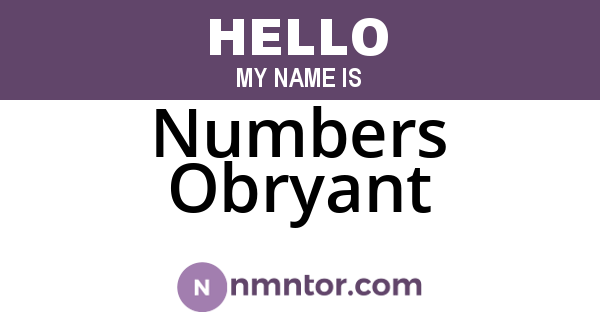 Numbers Obryant
