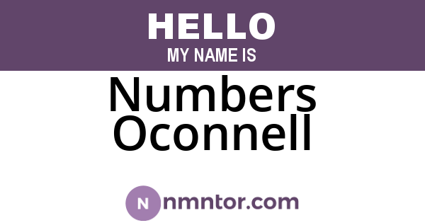 Numbers Oconnell