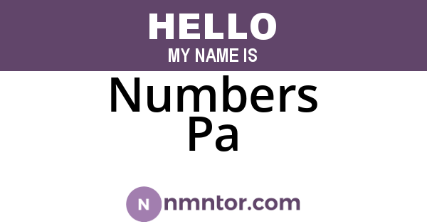 Numbers Pa