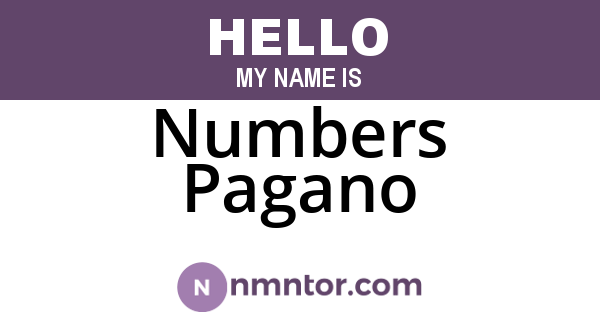 Numbers Pagano
