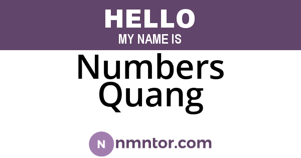 Numbers Quang
