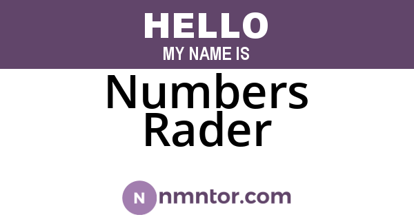 Numbers Rader