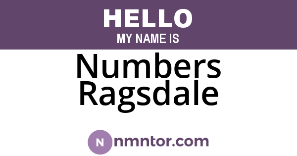Numbers Ragsdale