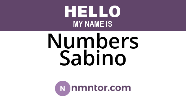 Numbers Sabino