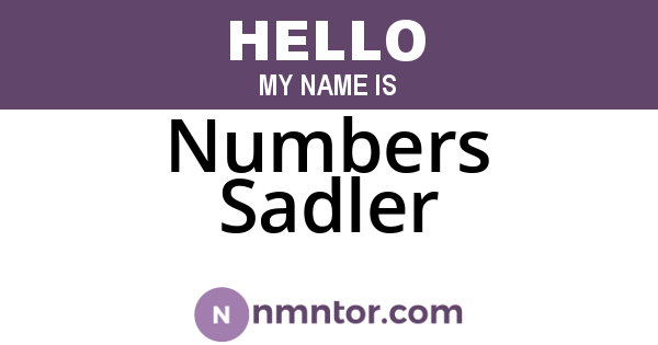 Numbers Sadler
