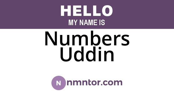 Numbers Uddin