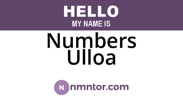 Numbers Ulloa