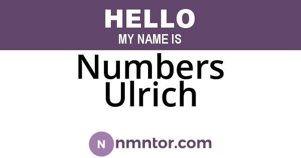 Numbers Ulrich
