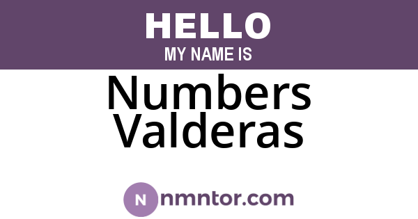 Numbers Valderas