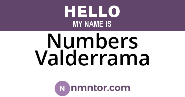 Numbers Valderrama
