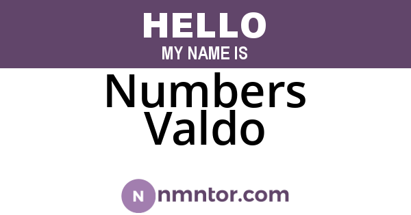 Numbers Valdo