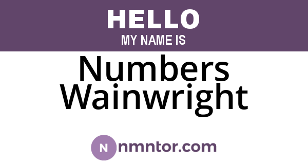 Numbers Wainwright
