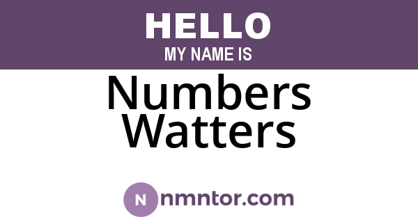Numbers Watters