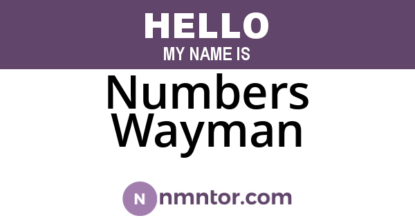 Numbers Wayman