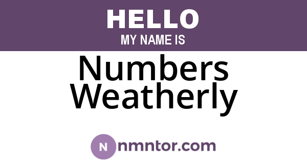 Numbers Weatherly