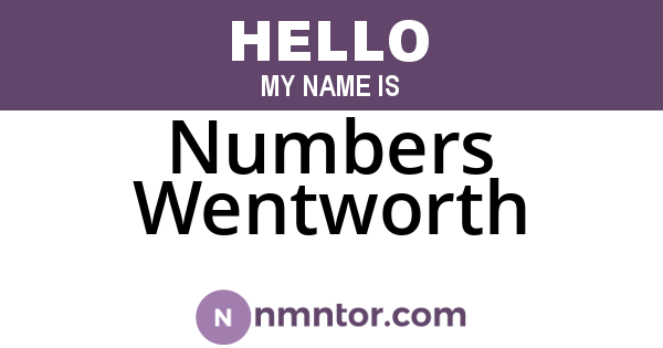 Numbers Wentworth