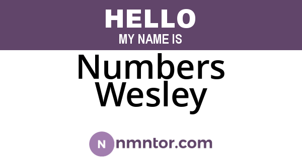 Numbers Wesley
