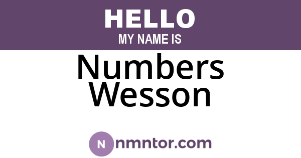 Numbers Wesson