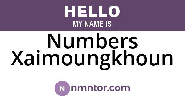 Numbers Xaimoungkhoun