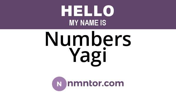 Numbers Yagi