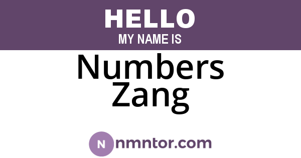 Numbers Zang