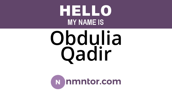 Obdulia Qadir