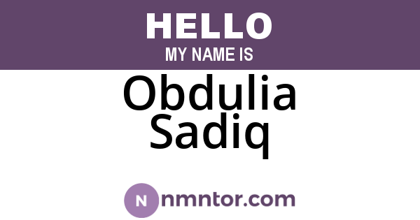 Obdulia Sadiq