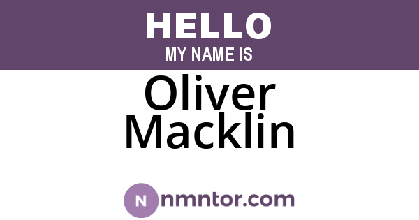 Oliver Macklin