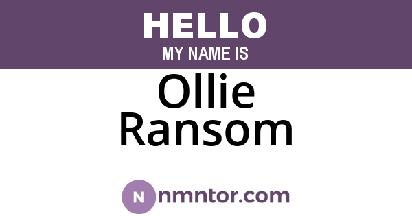 Ollie Ransom