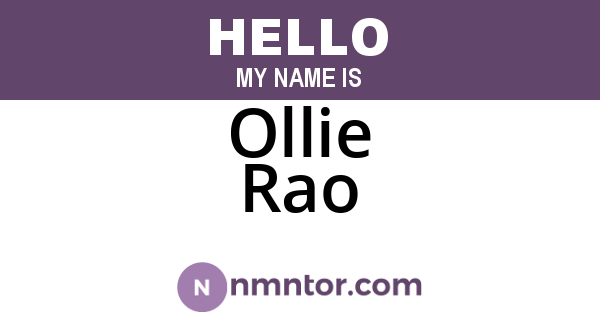 Ollie Rao
