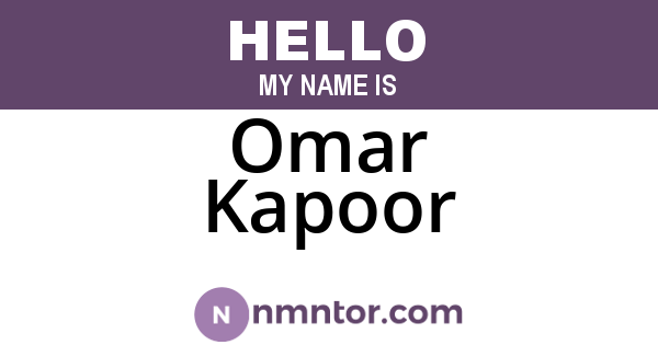 Omar Kapoor