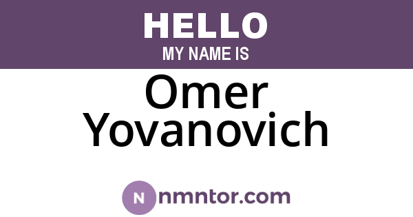 Omer Yovanovich