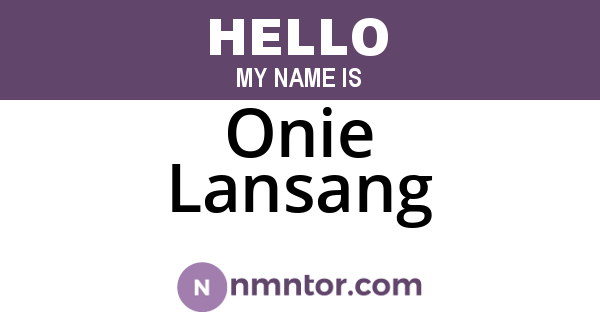 Onie Lansang