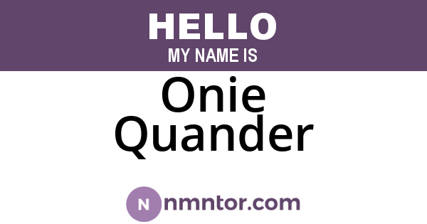 Onie Quander