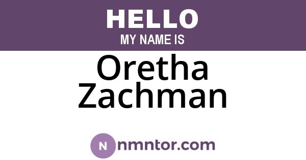 Oretha Zachman