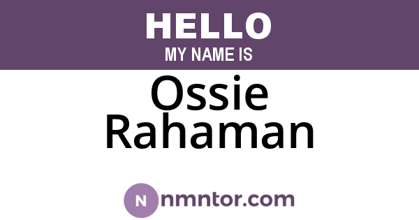 Ossie Rahaman