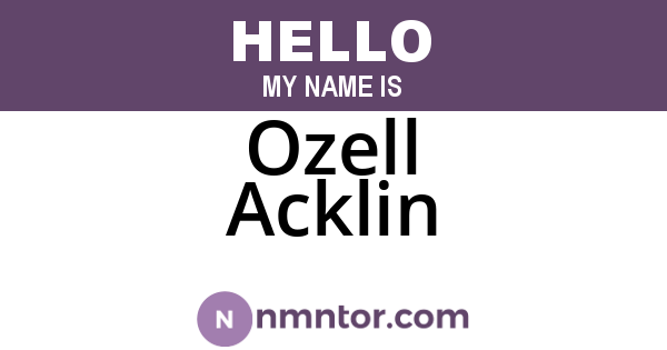 Ozell Acklin