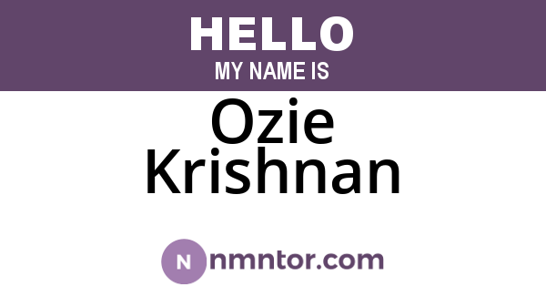 Ozie Krishnan