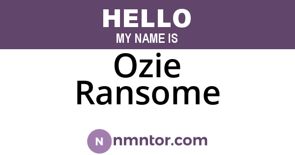 Ozie Ransome