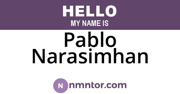 Pablo Narasimhan