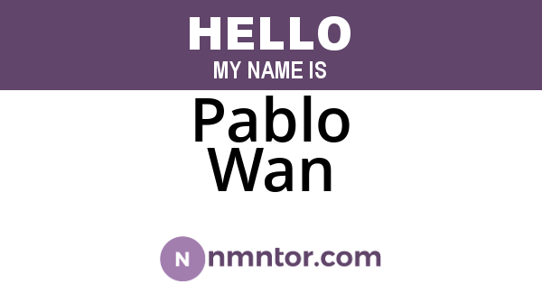 Pablo Wan