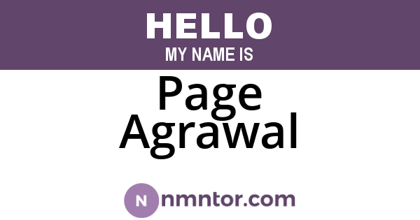 Page Agrawal