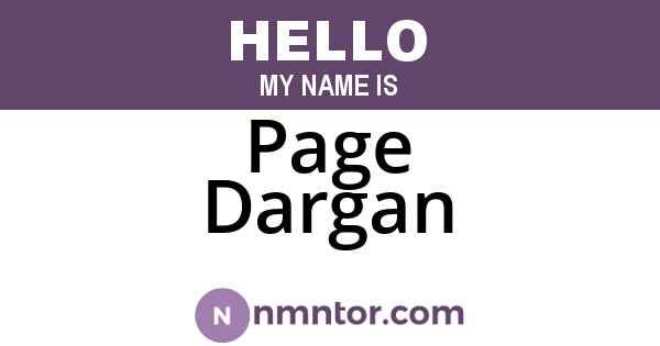 Page Dargan