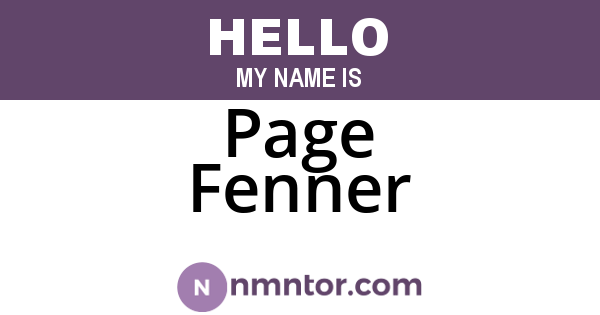 Page Fenner