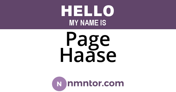 Page Haase