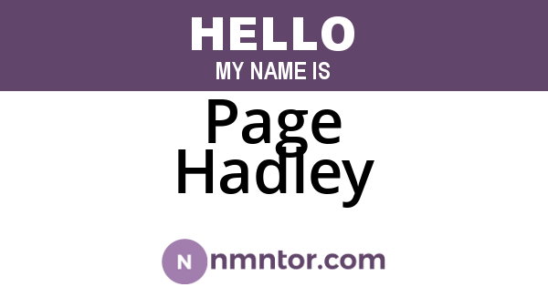 Page Hadley