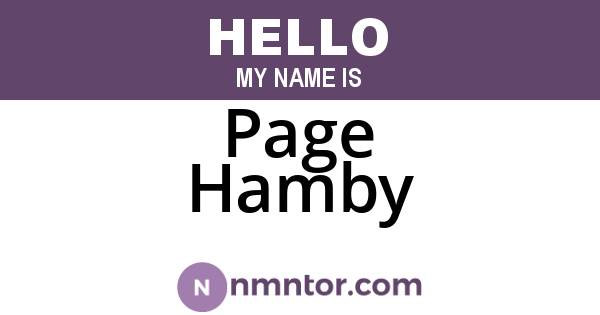 Page Hamby