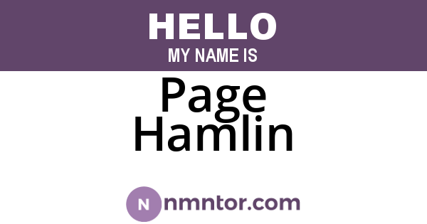 Page Hamlin
