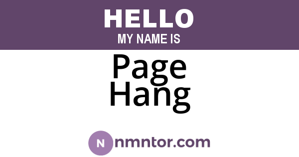 Page Hang